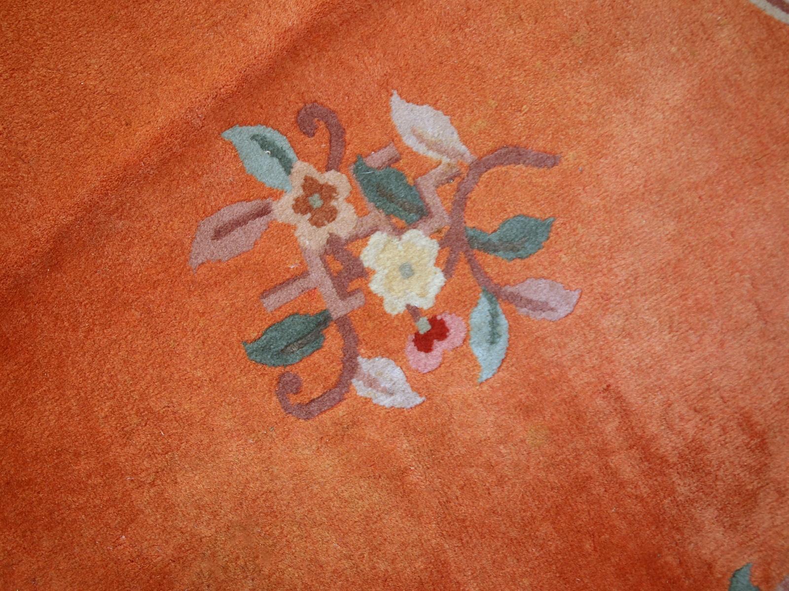 Wool Handmade Vintage Art Deco Chinese Rug, 1970s, 1C737