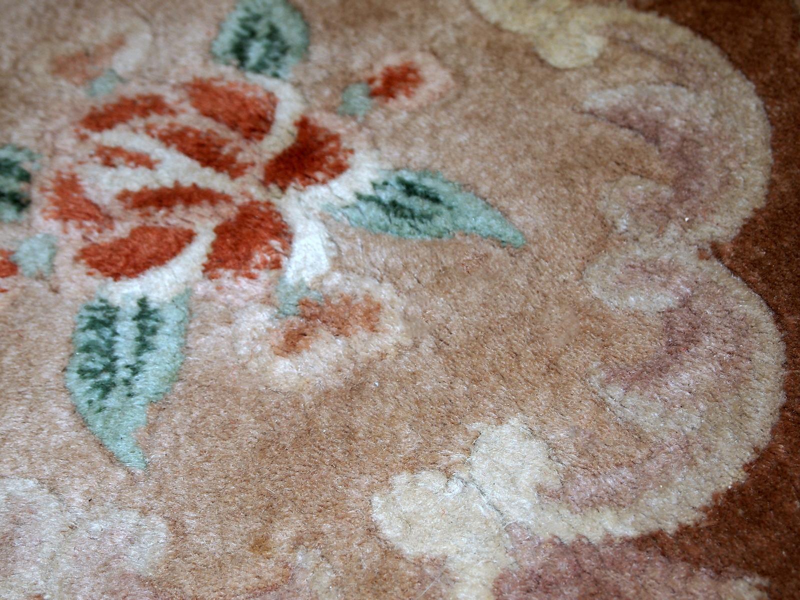 Hand-Knotted Handmade Vintage Art Deco Chinese Rug, 1970s, 1C747