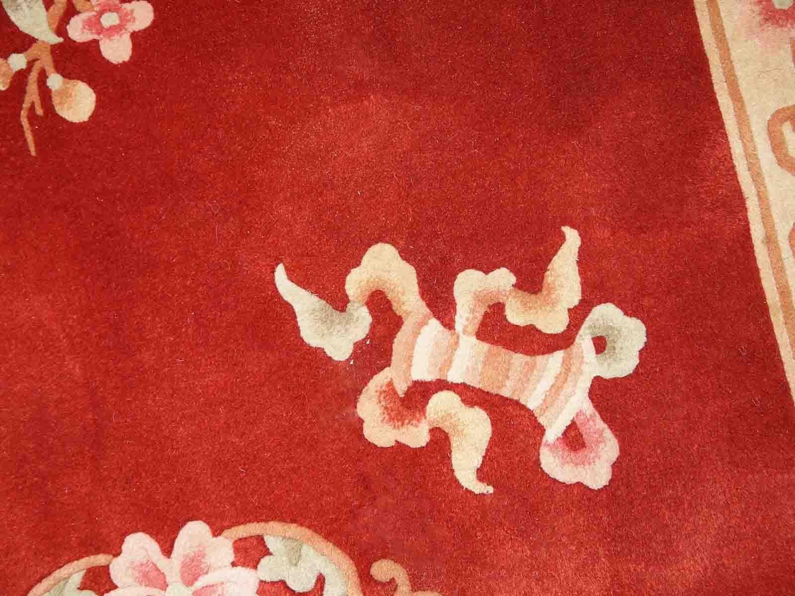 Chinois Tapis chinois Art déco vintage fait à la main, années 1970, 1C802 en vente