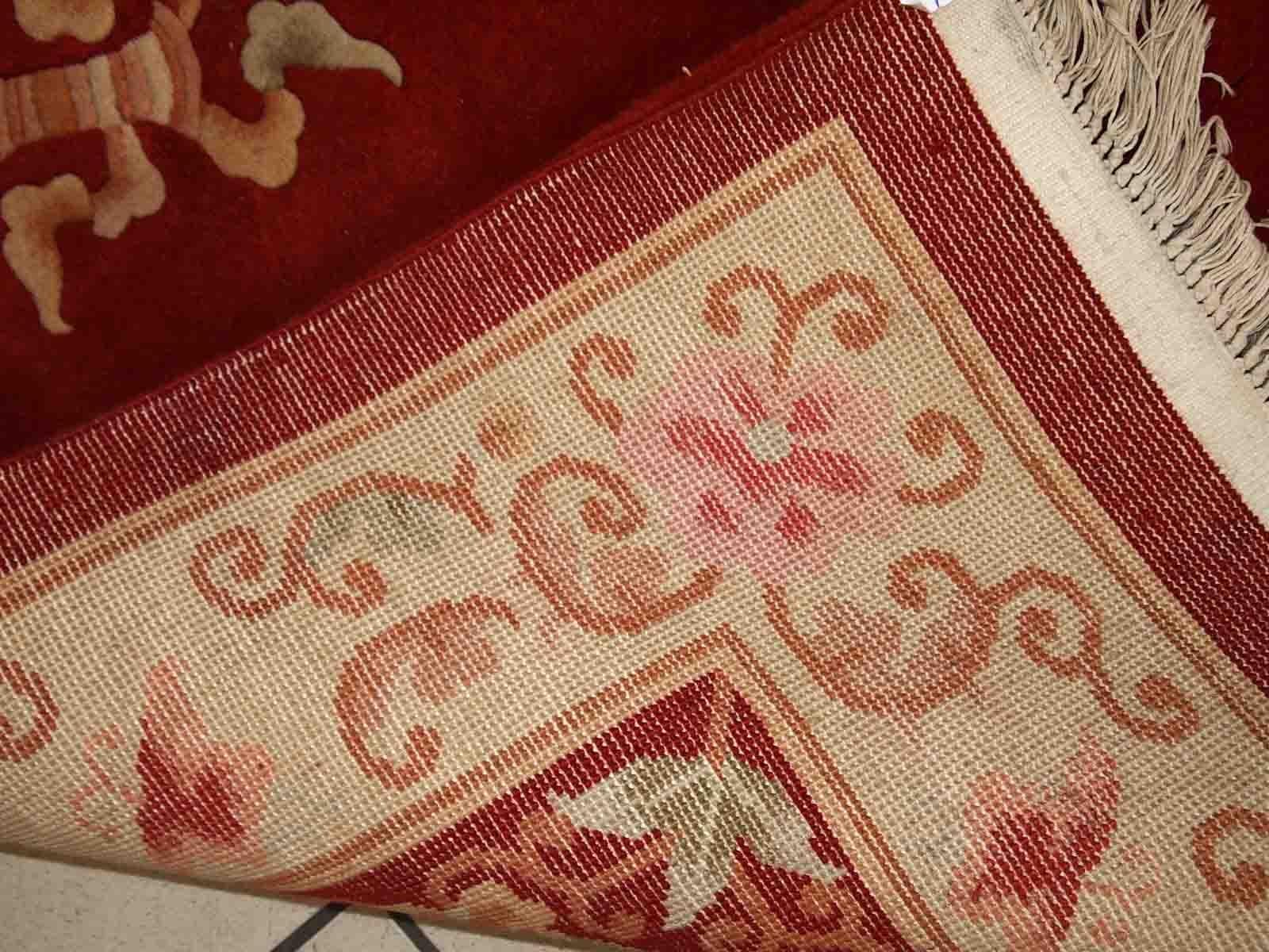 Handgefertigter chinesischer Vintage-Art-déco-Teppich, 1970er Jahre, 1C802 im Angebot 1
