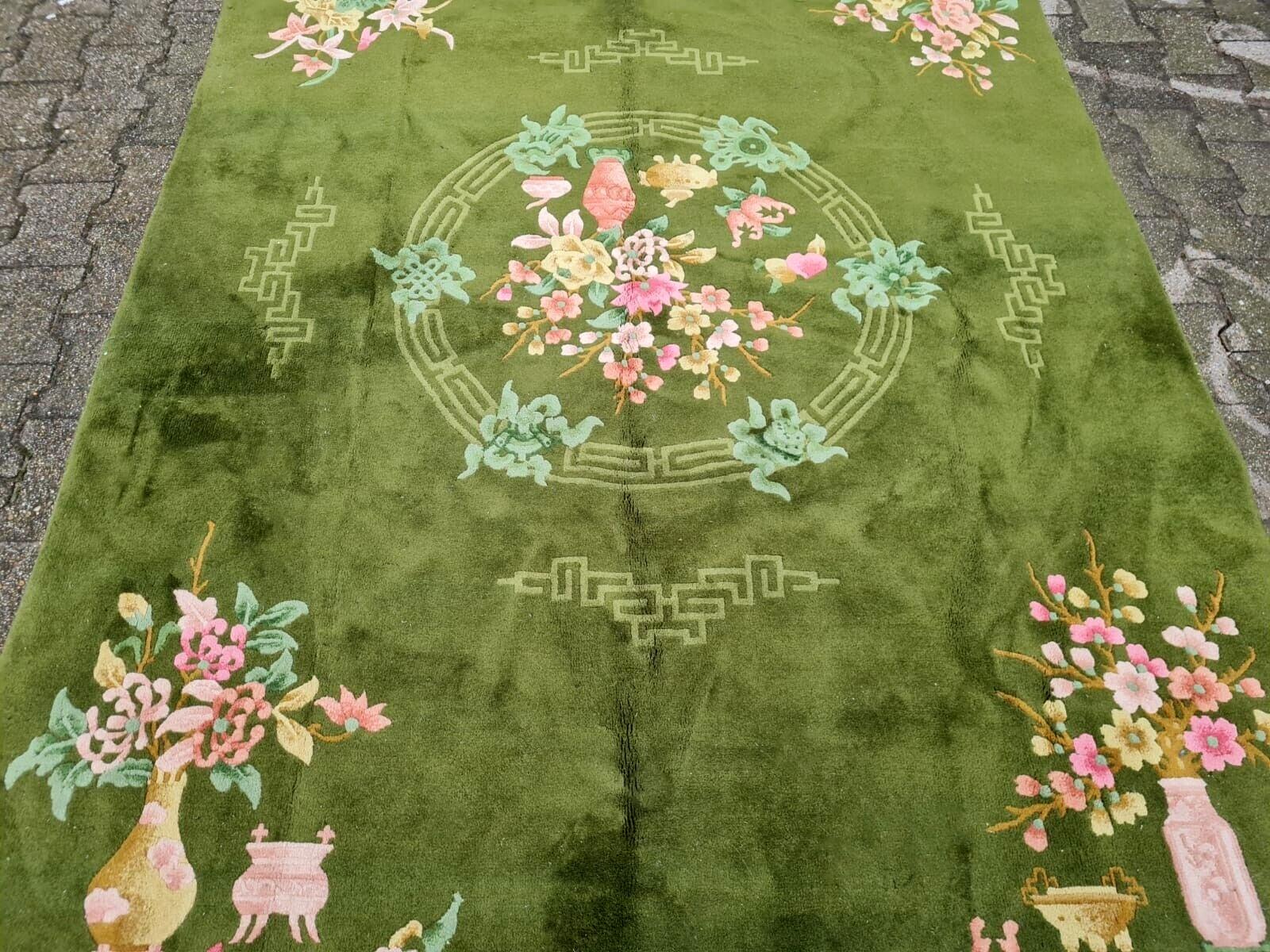 Tappeto cinese d'epoca Art Deco fatto a mano 5,5' x 8,2' 1960 - 2K25 In condizioni buone in vendita a Bordeaux, FR