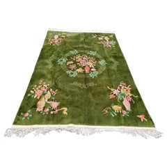 Handmade Vintage Art Deco Chinese Rug 5.5' x 8.2' 1960s - 2K25