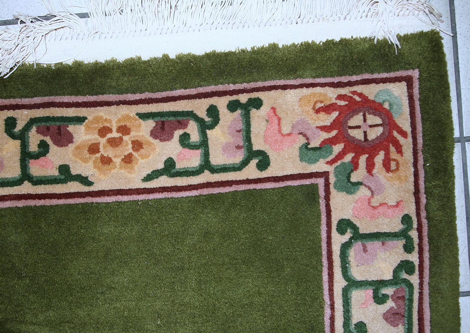 Handmade Vintage Art Deco Chinese Runner, 1970s, 1C744 1