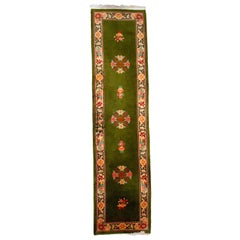 Tapis de couloir chinois Art Déco vintage fait à la main, années 1970, 1C744