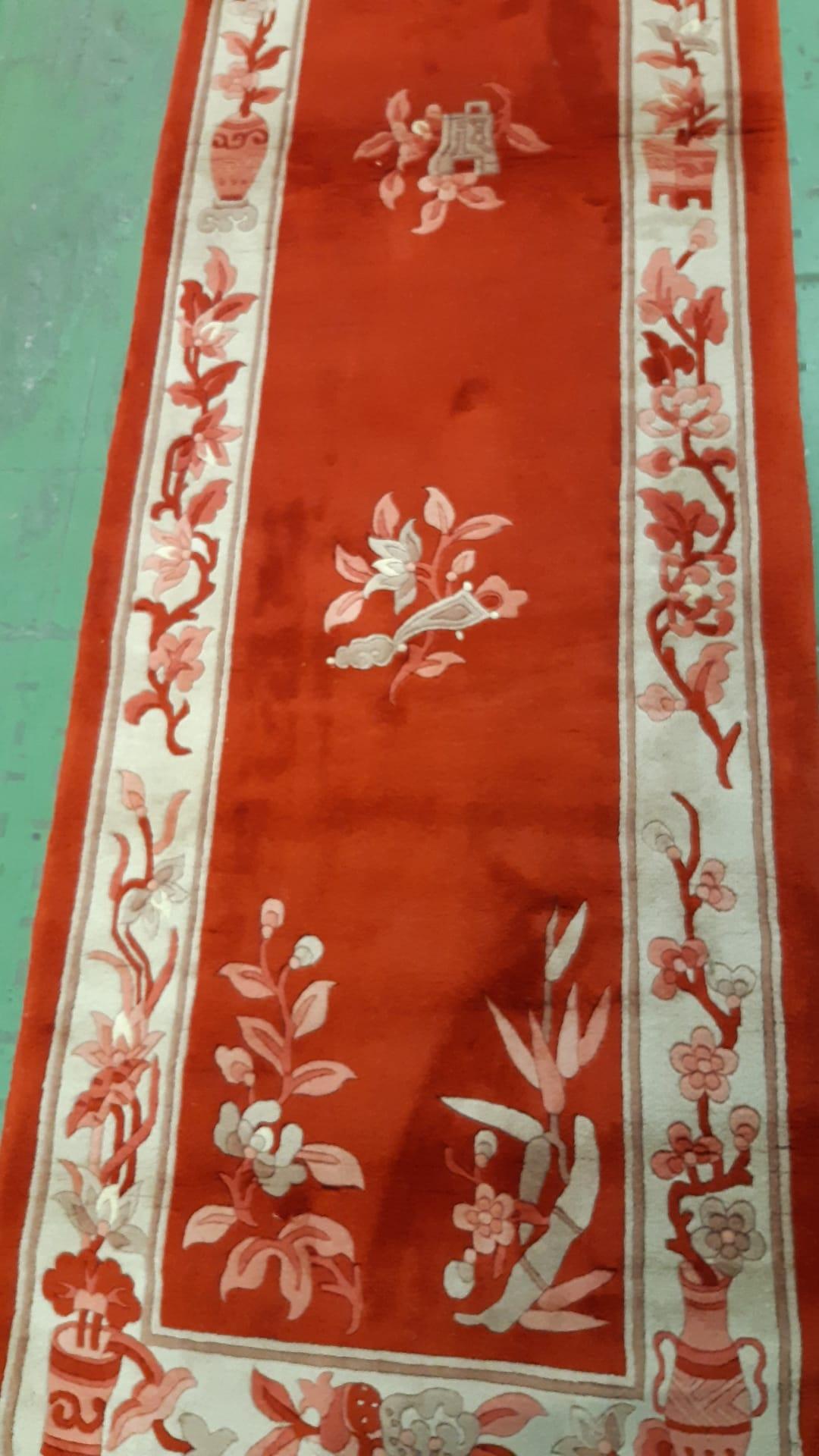 Handmade Vintage Art Deco Chinese Runner Rug 2.3' x 12.8' 1970s - 1C1148 For Sale 1