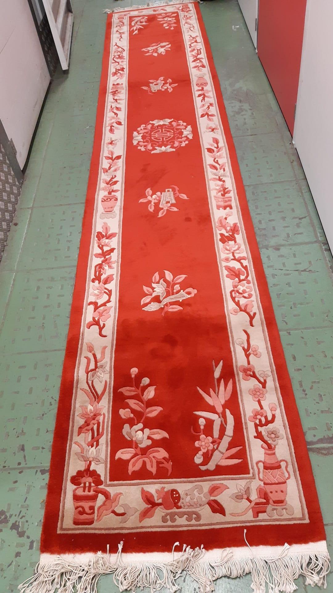 Handmade Vintage Art Deco Chinese Runner Rug 2.3' x 12.8' 1970s - 1C1148 For Sale 2