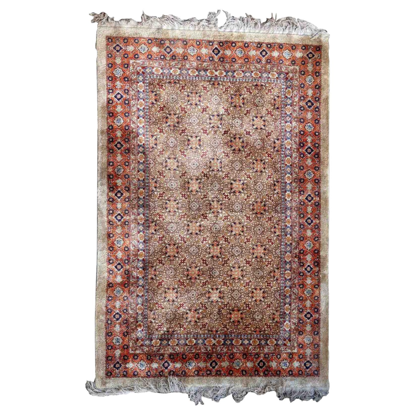 Chinese Rug 1950 Handmade Vintage Art Deco Chinese, 1950s, 1C649 For Sale at 1stDibs