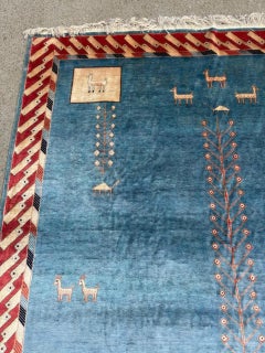 Handmade Vintage Art Deco Chinese Silk Rug 6.1' x 9.2', 1980s - 2B118