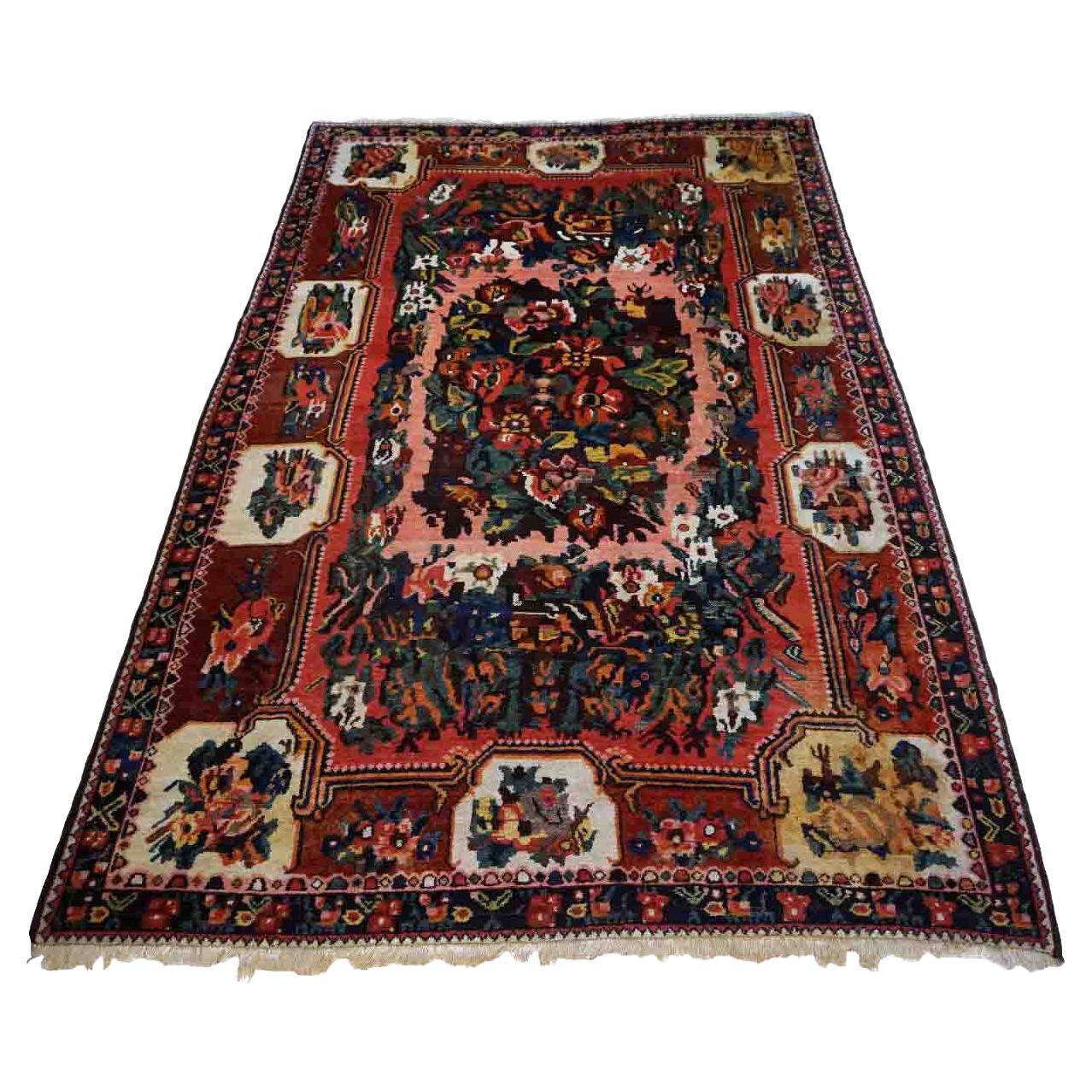 Handmage Rug Handmade Vintage Afghan Sumak Rug 1970s, 1Q33 For Sale at 1stDibs