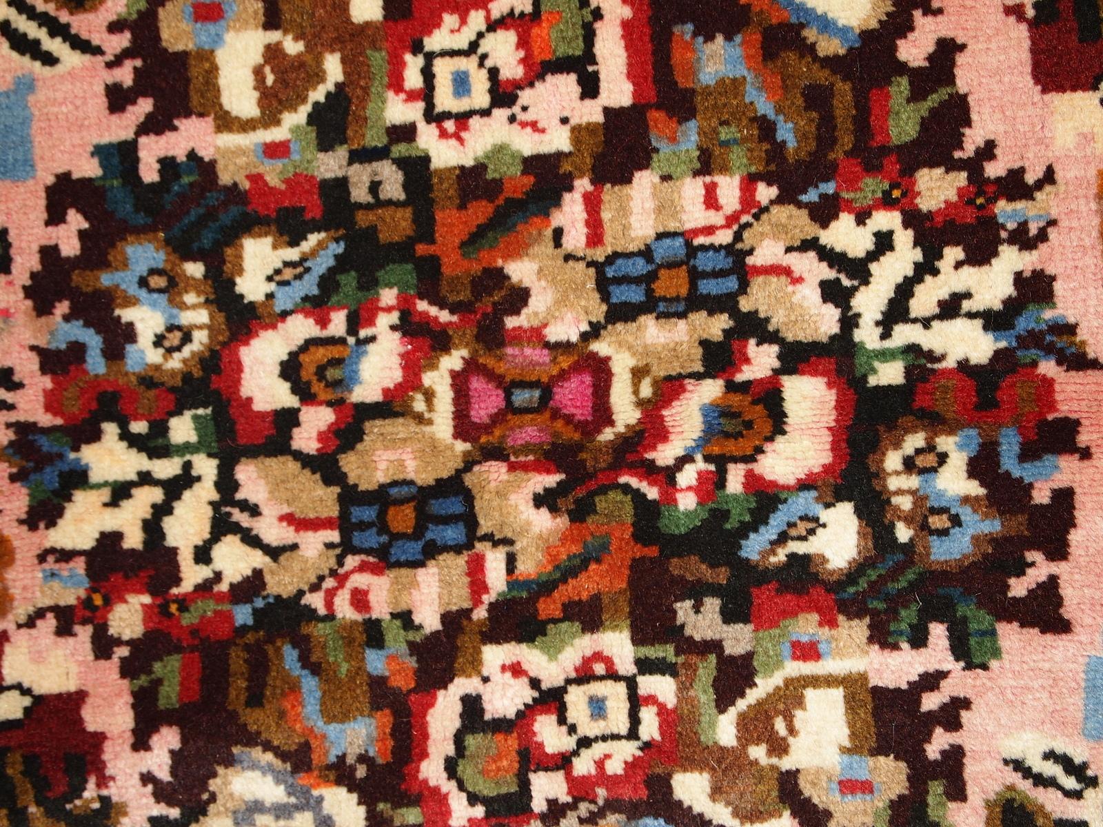 Tappeto vintage in stile Bakhtiari fatto a mano, anni '70, 1C315 in vendita 1