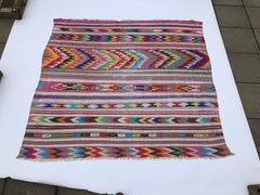 Alfombra Bereber Vintage Años 70 Boho Geométrica Norteafricana Argelina Étnica Rosa Rojo