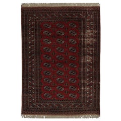 Handmade Vintage Bokhara Rug, Oriental Deep Red Wool Living Room Rug