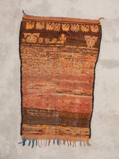 Handmade vintage Brown & orange Moroccan rug, 80's