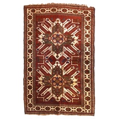 Handmade Vintage Caucasian Eagle Kazak Rug, 1950s, 1c662