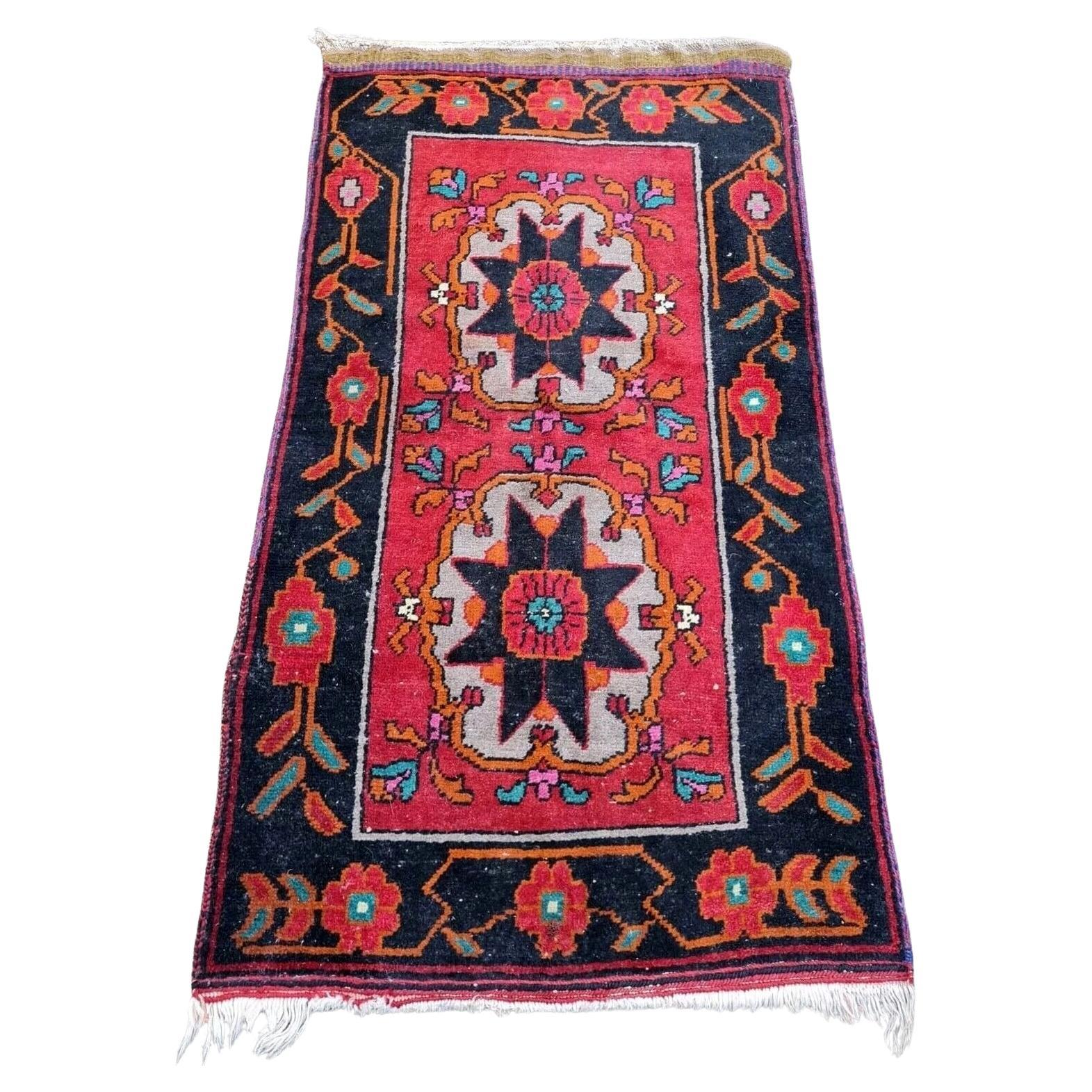 Tapis vintage fait main Karabagh 2.7' x 4.8' 1950s - 2K40 en vente