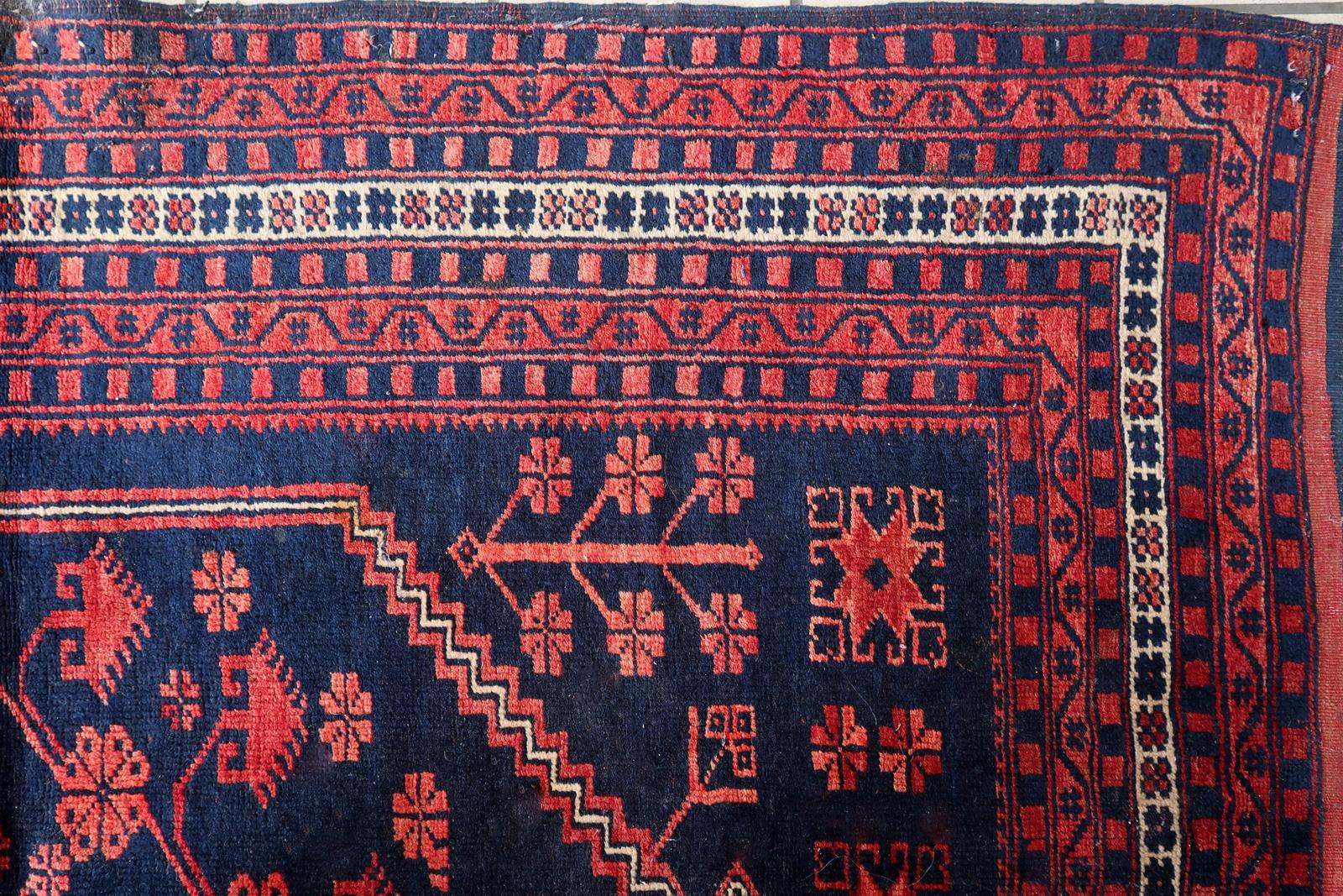 Handgefertigte Vintage kaukasischen Karabagh Teppich 3,9 'x 5,8', 1940er Jahre - 1C1097 (Mitte des 20. Jahrhunderts) im Angebot