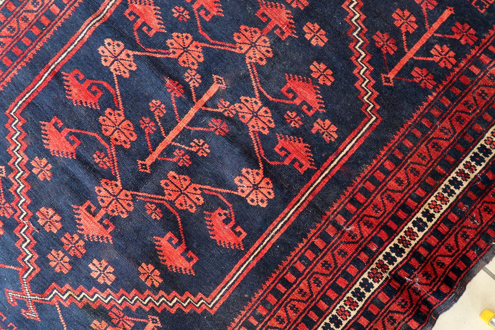 Wool Handmade Vintage Caucasian Karabagh Rug 3.9' x 5.8', 1940s - 1C1097 For Sale