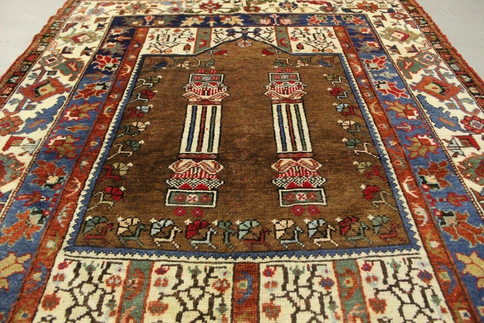 Mid-20th Century Handmade Vintage Caucasian Kazak Prayer Rug 4.3' x 5.8', 1960s - 1K13