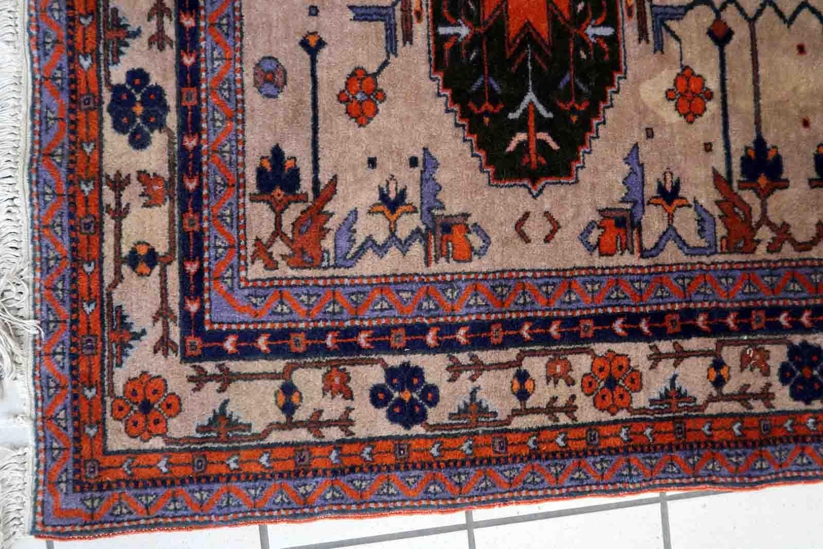Handmade Vintage Caucasian Kazak Rug, 1960s, 1C1058 For Sale 4