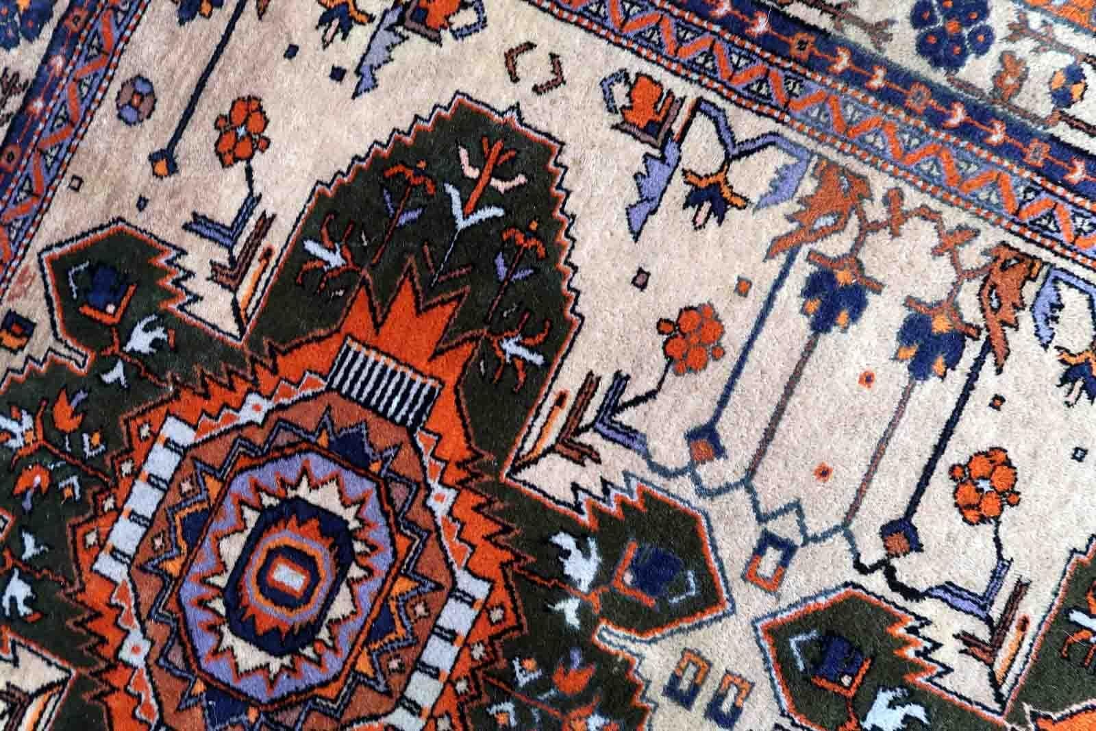 Handmade Vintage Caucasian Kazak Rug, 1960s, 1C1058 In Fair Condition For Sale In Bordeaux, FR