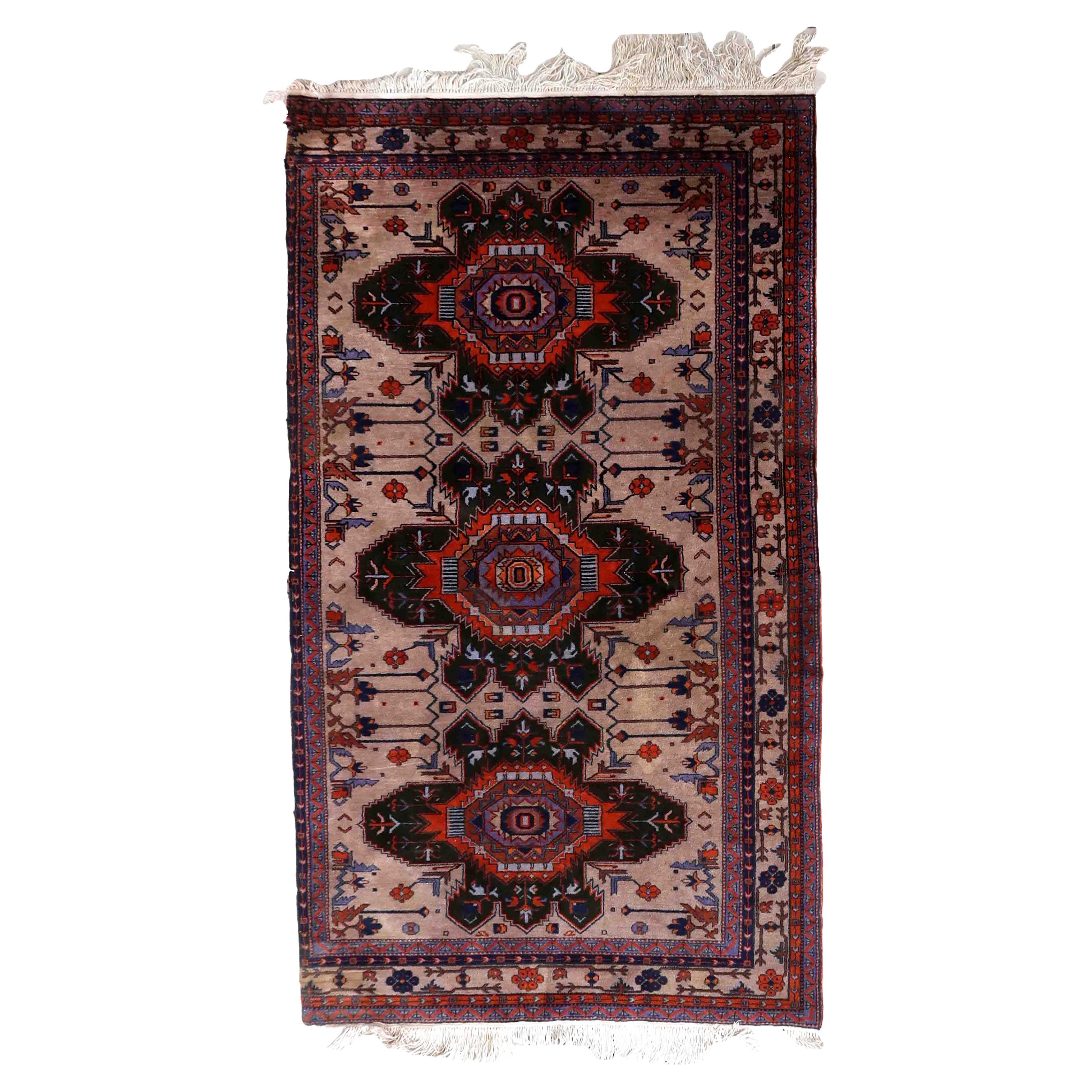 Handmade Vintage Caucasian Kazak Rug, 1960s, 1C1058 For Sale