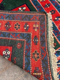 Handmade Vintage Caucasian Kazak Rug 3.7' x 5.9', 1940s - 2B108