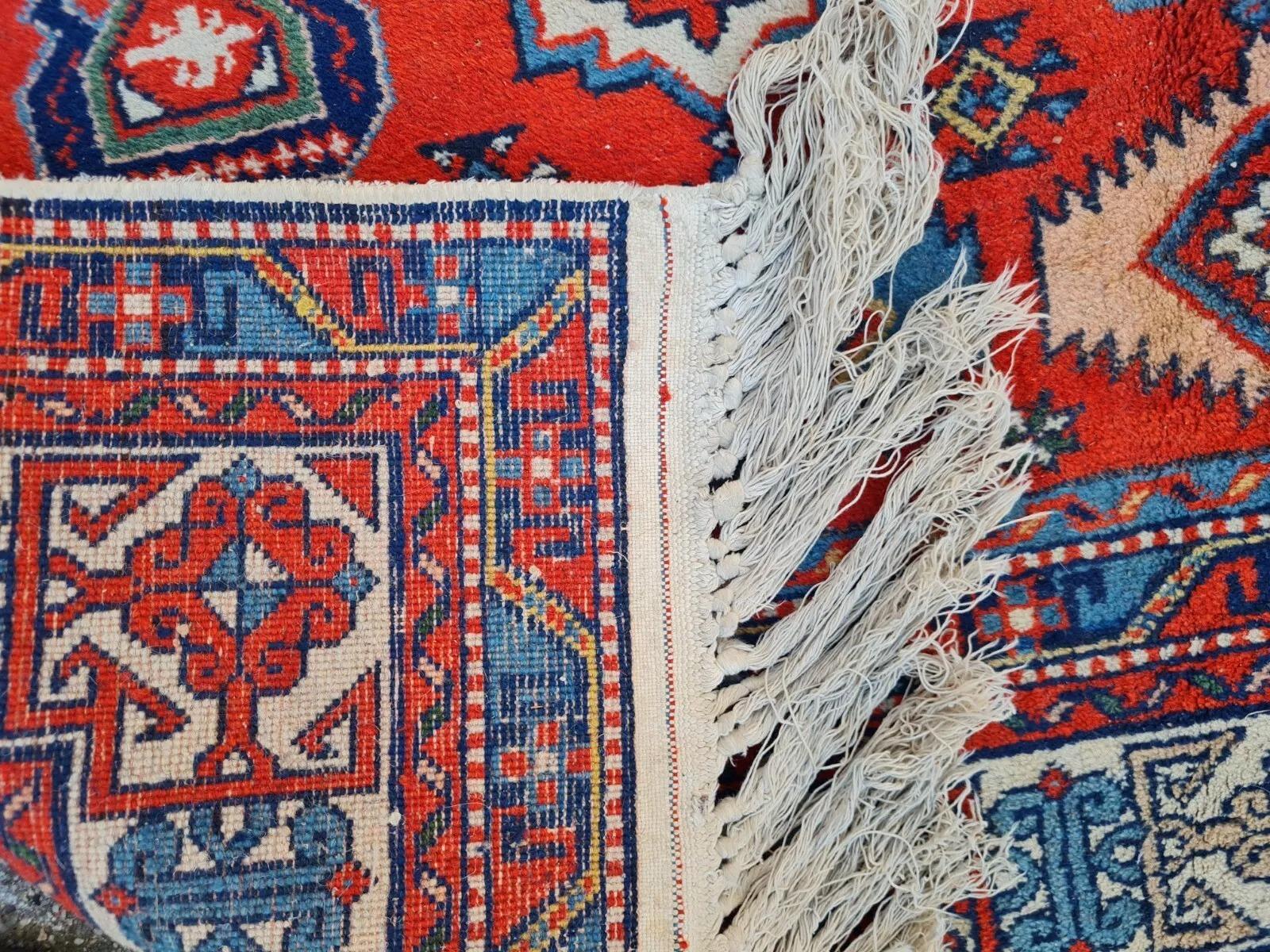 Alfombra kazaka vintage hecha a mano 4,4' x 6,7' años 80 - 2K31 Francés en venta