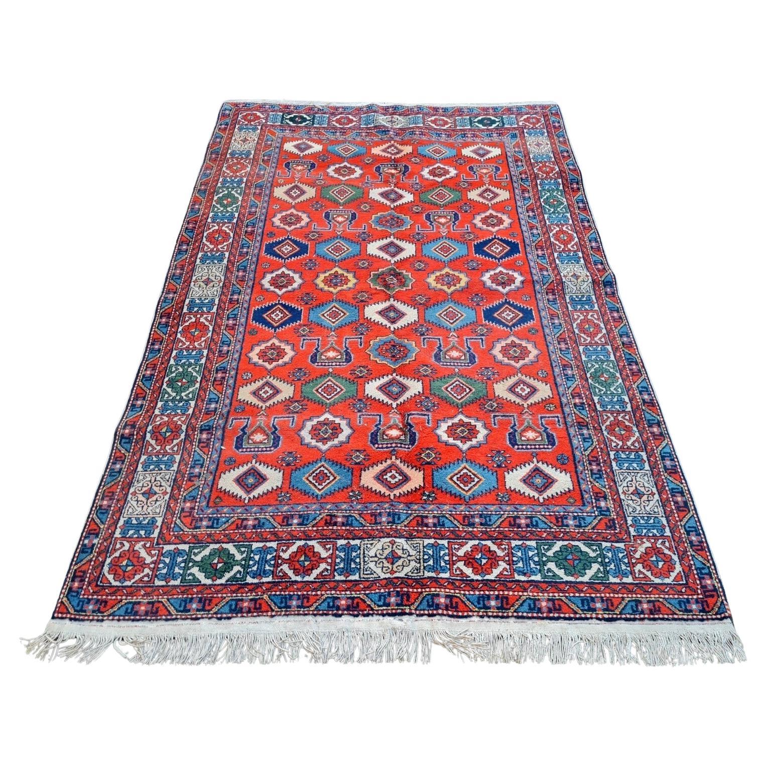 Handgefertigte Vintage kaukasischen Kazak Teppich 4,4 'x 6,7' 1980er Jahre - 2K31