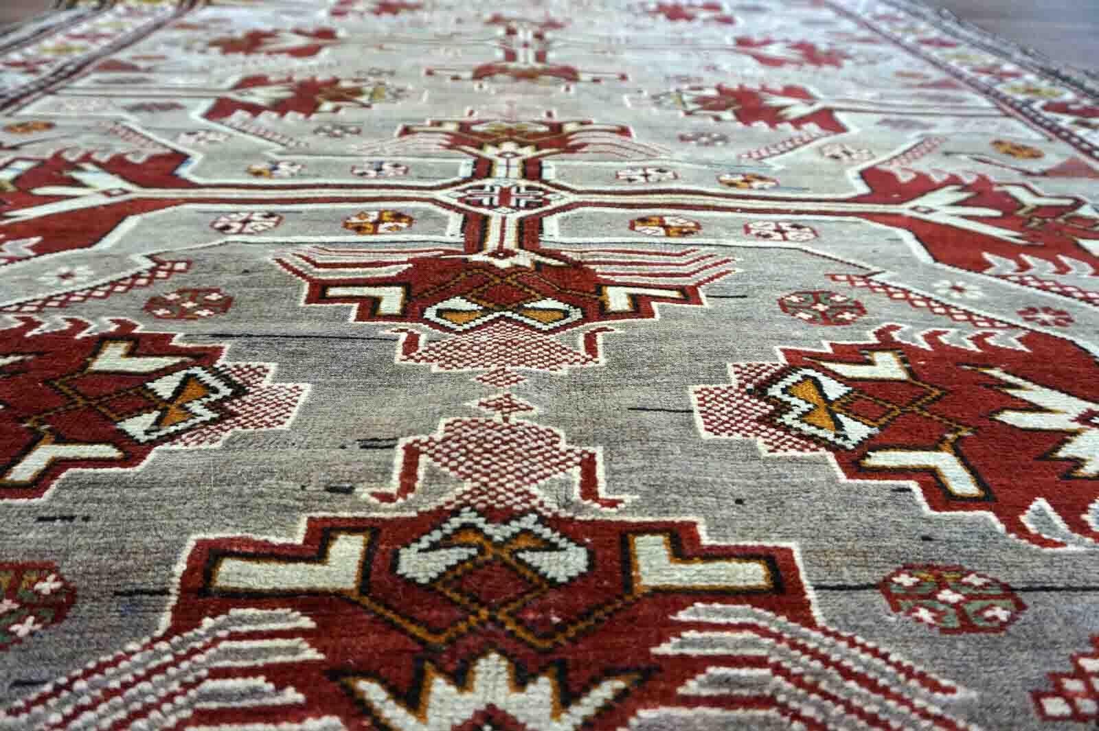 Chinese Handmade Vintage Caucasian Shirvan Oriental Rug, 1950s, 1D07 For Sale
