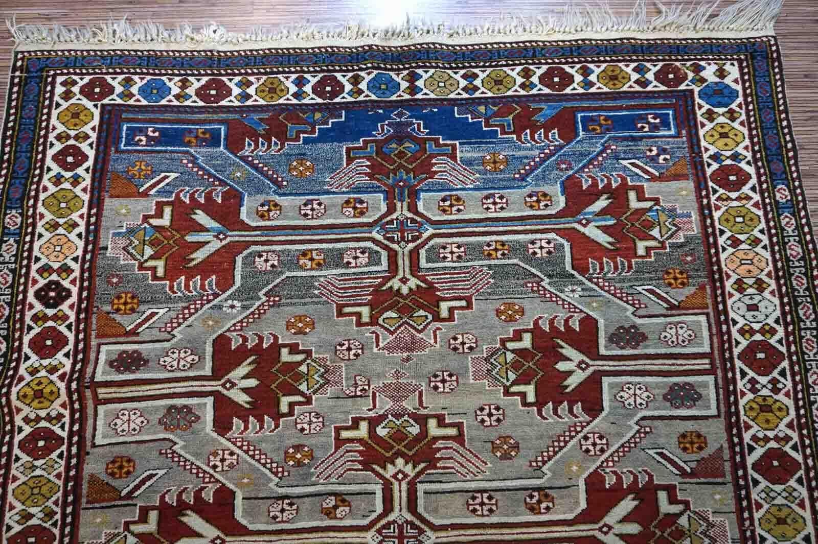 Handmade Vintage Caucasian Shirvan Oriental Rug, 1950s, 1D07 For Sale 1
