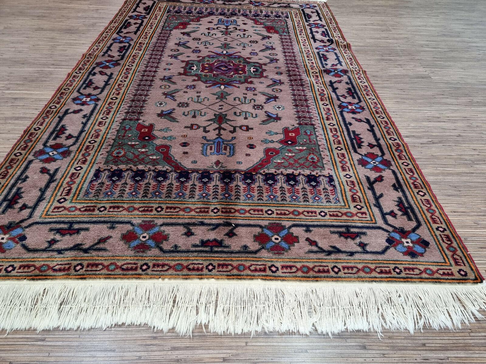 Hand-Knotted Handmade Vintage Caucasian Shirvan Rug 4' x 6.6', 1960s - 1D76 For Sale