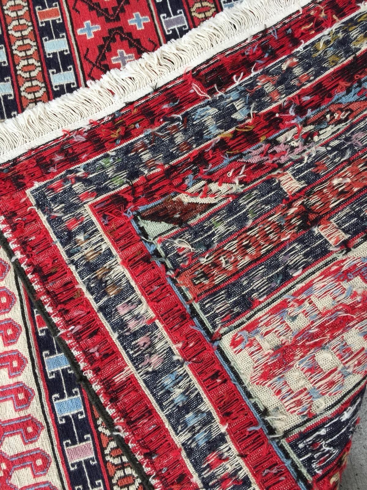 Alfombra Vintage Caucásica Sumak hecha a mano 3.9' x 6.4' Años 70 - 3K01 Lana en venta
