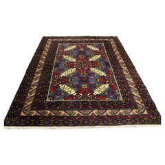 Handgefertigter kaukasischer Vintage Zeyhur Teppich 3,11' x 4,11, 1950er Jahre - 1K08