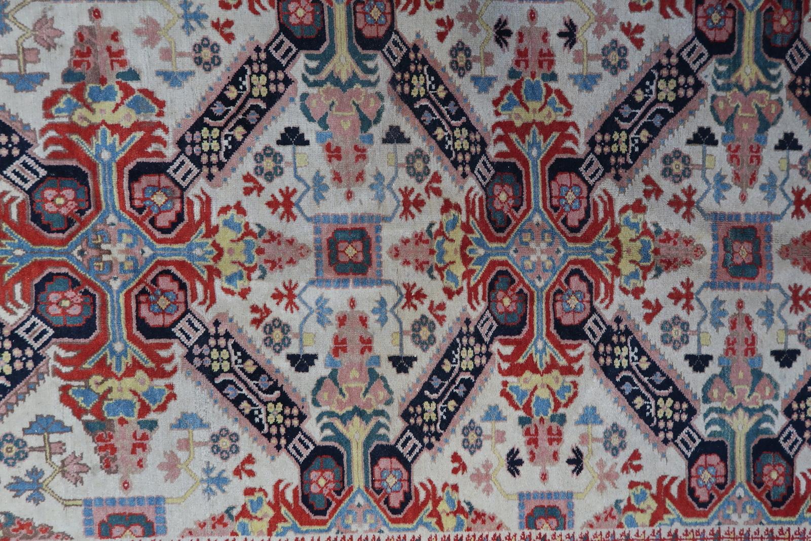Handgefertigter kaukasischer Zeyhur-Teppich 4.2' x 7,4' (130cm x 228cm) 1950er Jahre -1C1065 im Angebot 1