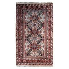 Tapis caucasien vintage Zeyhur fait main 4.2' x 7.4' (130cm x 228cm) 1950s -1C1065