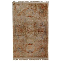 Handmade Vintage Chinese Art Deco Chinese Silk Rug, 1970s