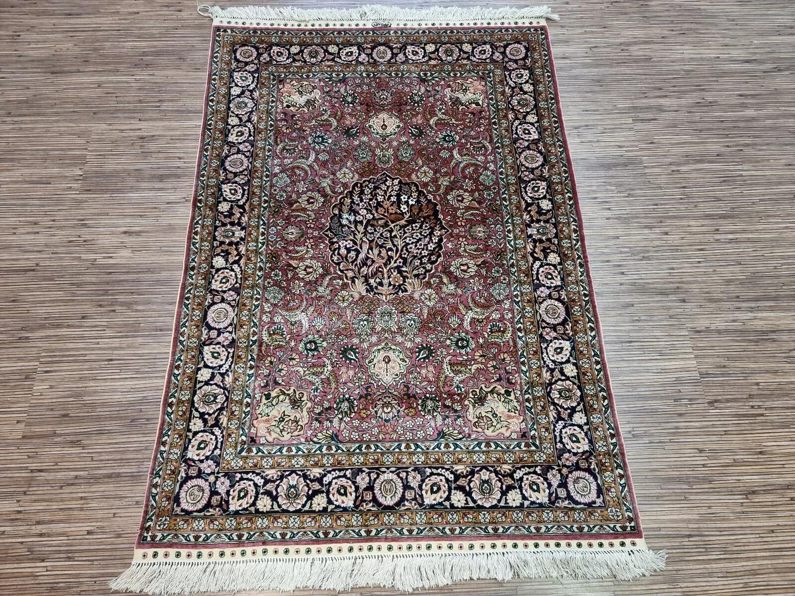 Handmade Vintage Chinese Qum Silk Rug 3' x 4.5', 1990s - 1D130 For Sale 5