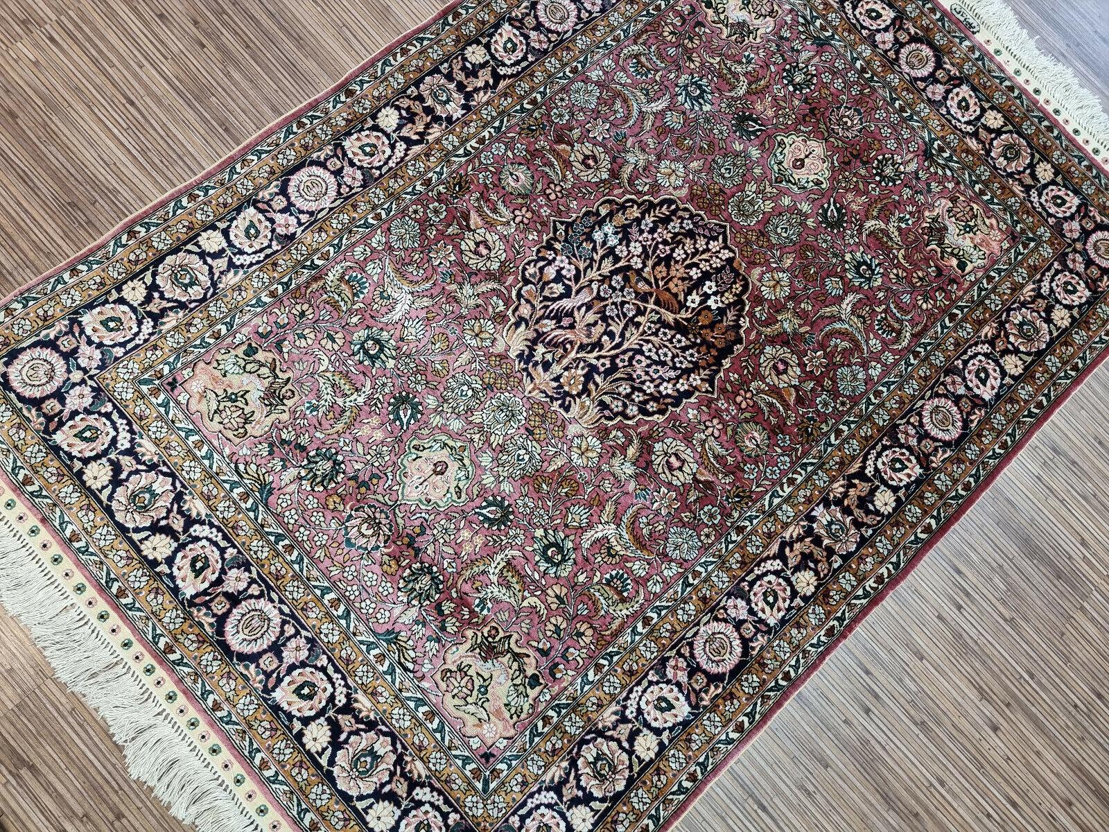 Handmade Vintage Chinese Qum Silk Rug 3' x 4.5', 1990s - 1D130 For Sale 7