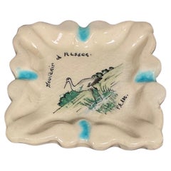 Handmade Vintage "Cofac Souvenir d'Alsace" Ceramic Ashtray Signed - 2Y491
