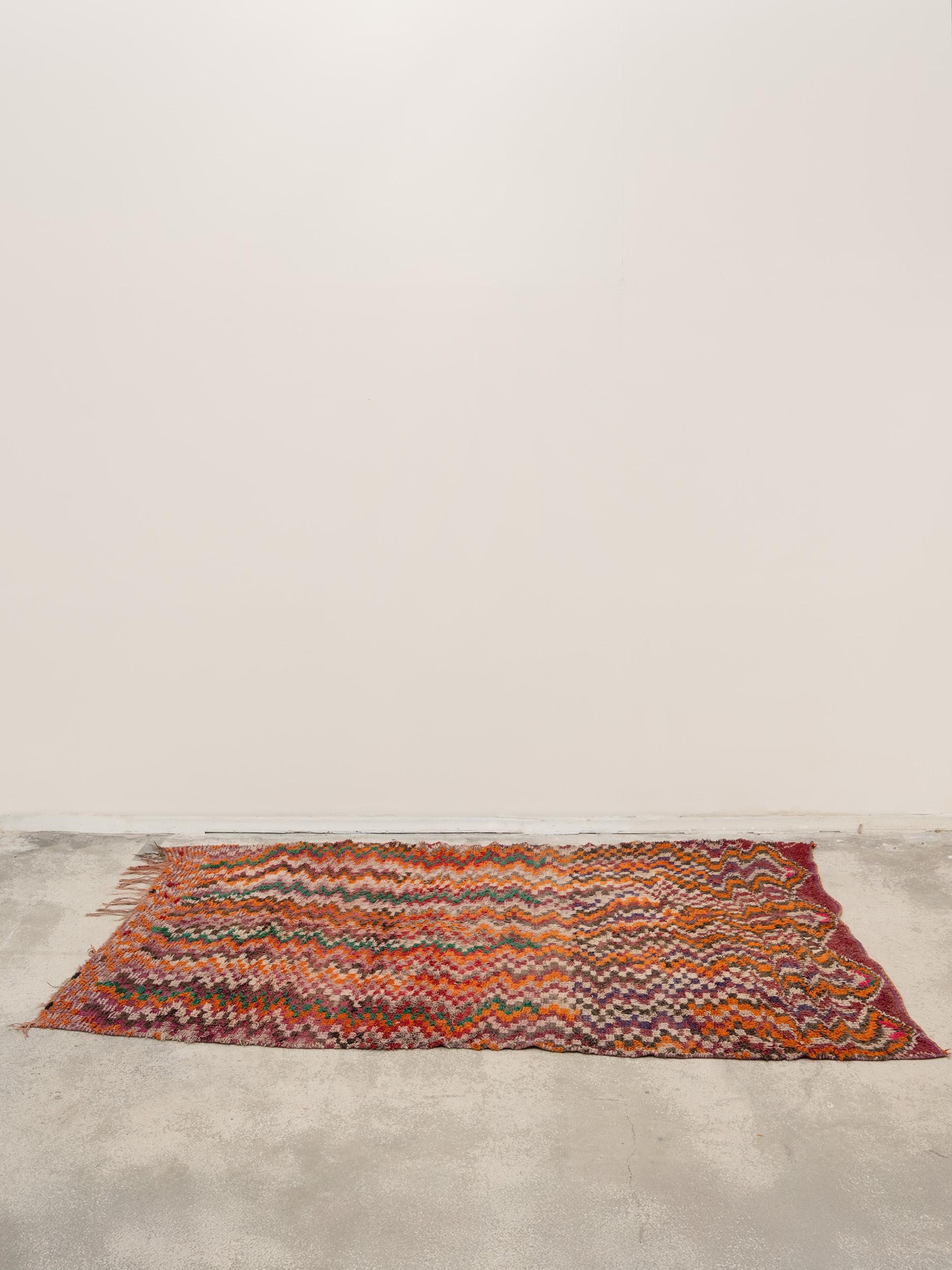 Handmade vintage colourful Moroccan rug, 70's For Sale 5