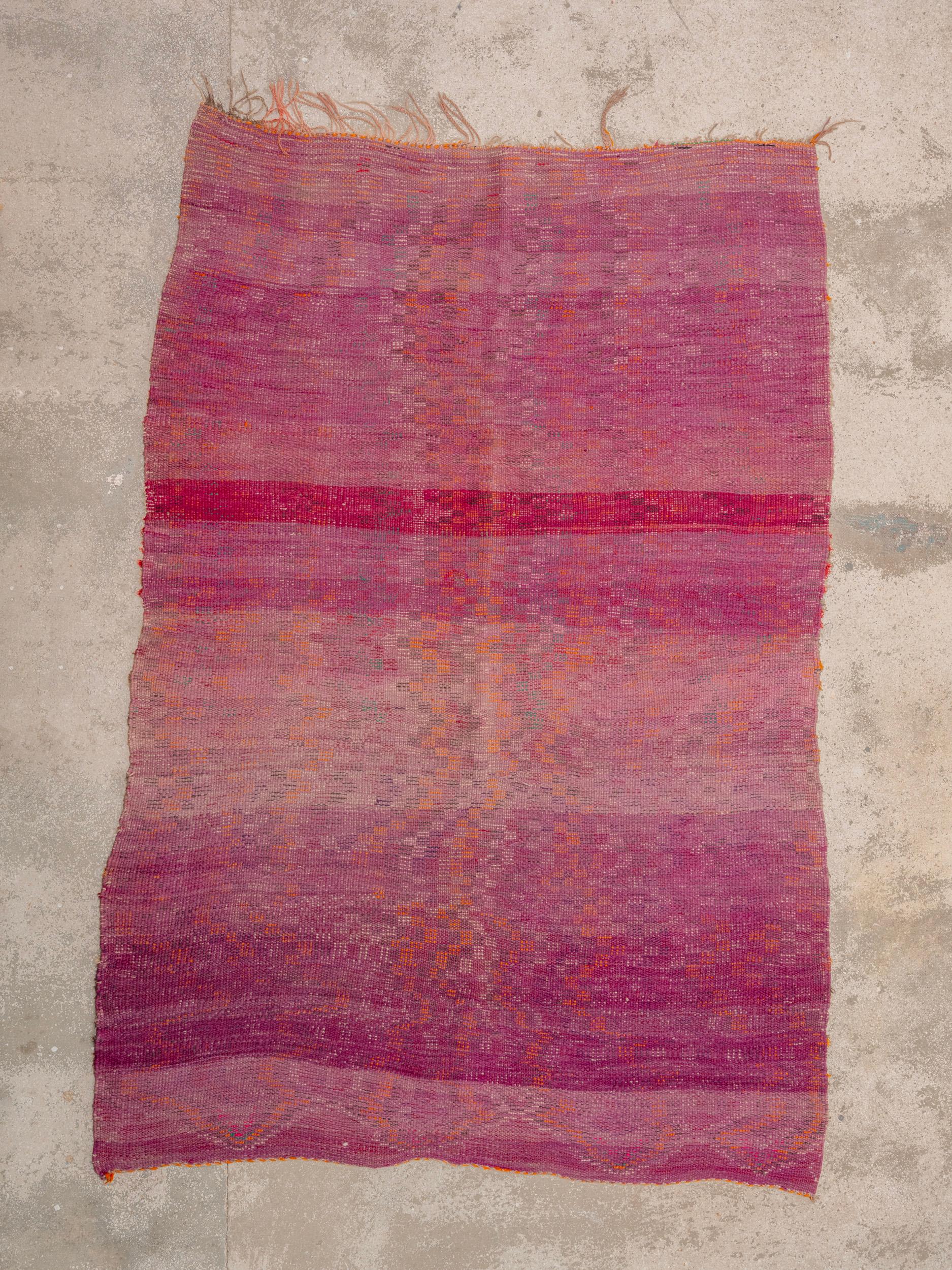 Handmade vintage colourful Moroccan rug, 70's For Sale 8