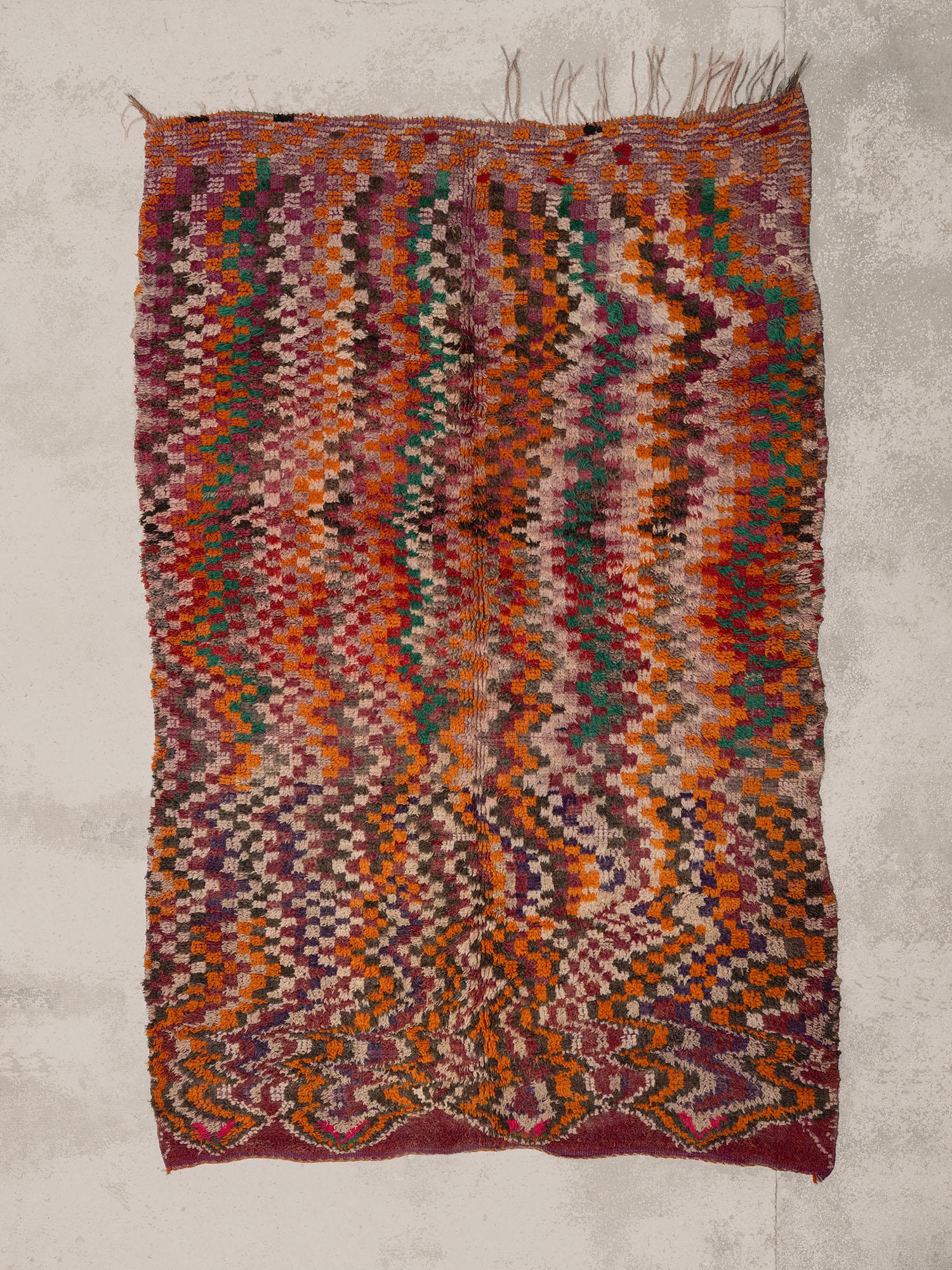 Handmade vintage colourful Moroccan rug, 70's For Sale 12