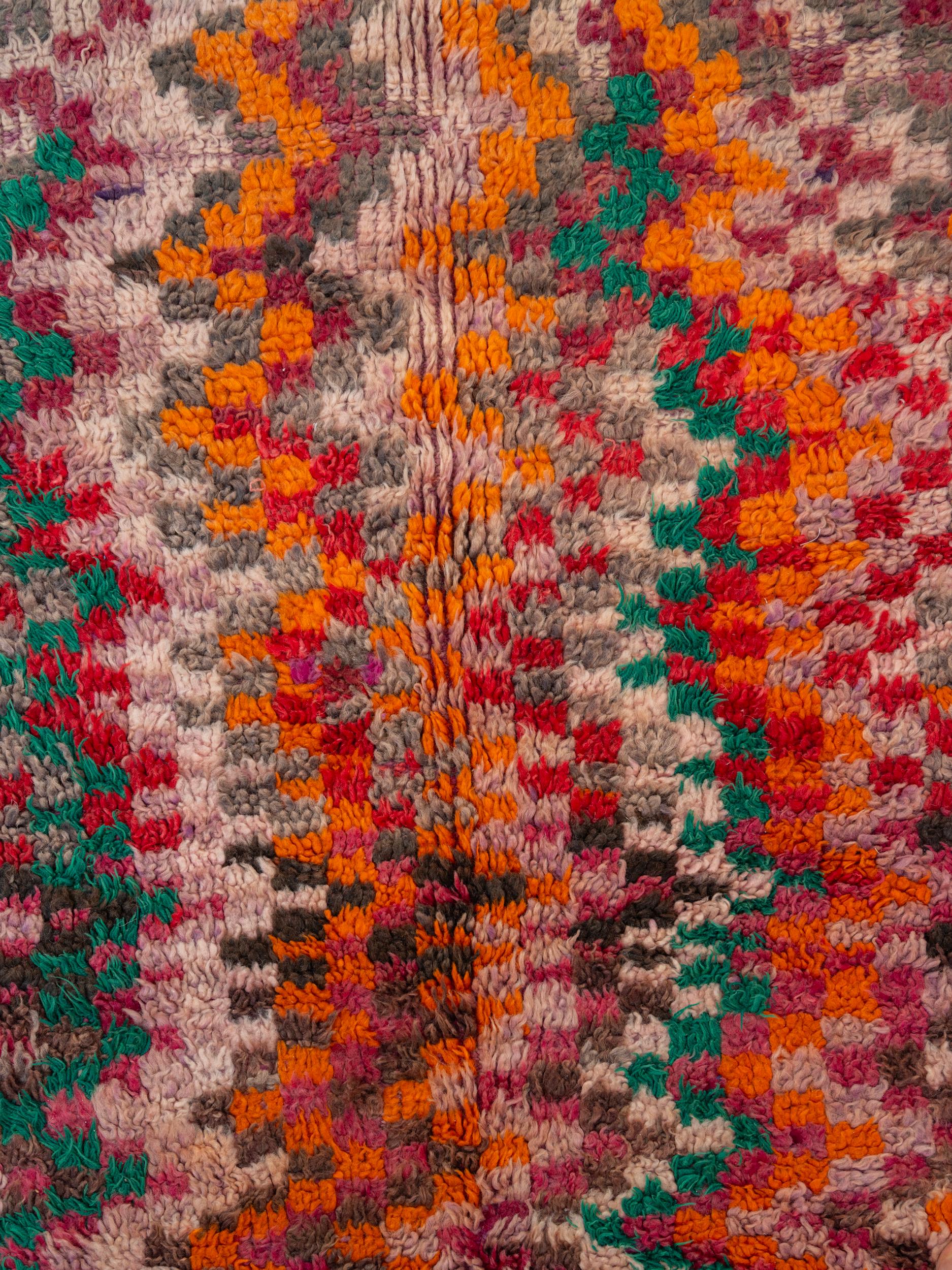 20th Century Handmade vintage colourful Moroccan rug, 70's For Sale