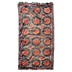 Handmade Antique Cotton Suzani, Red, and Charcoal