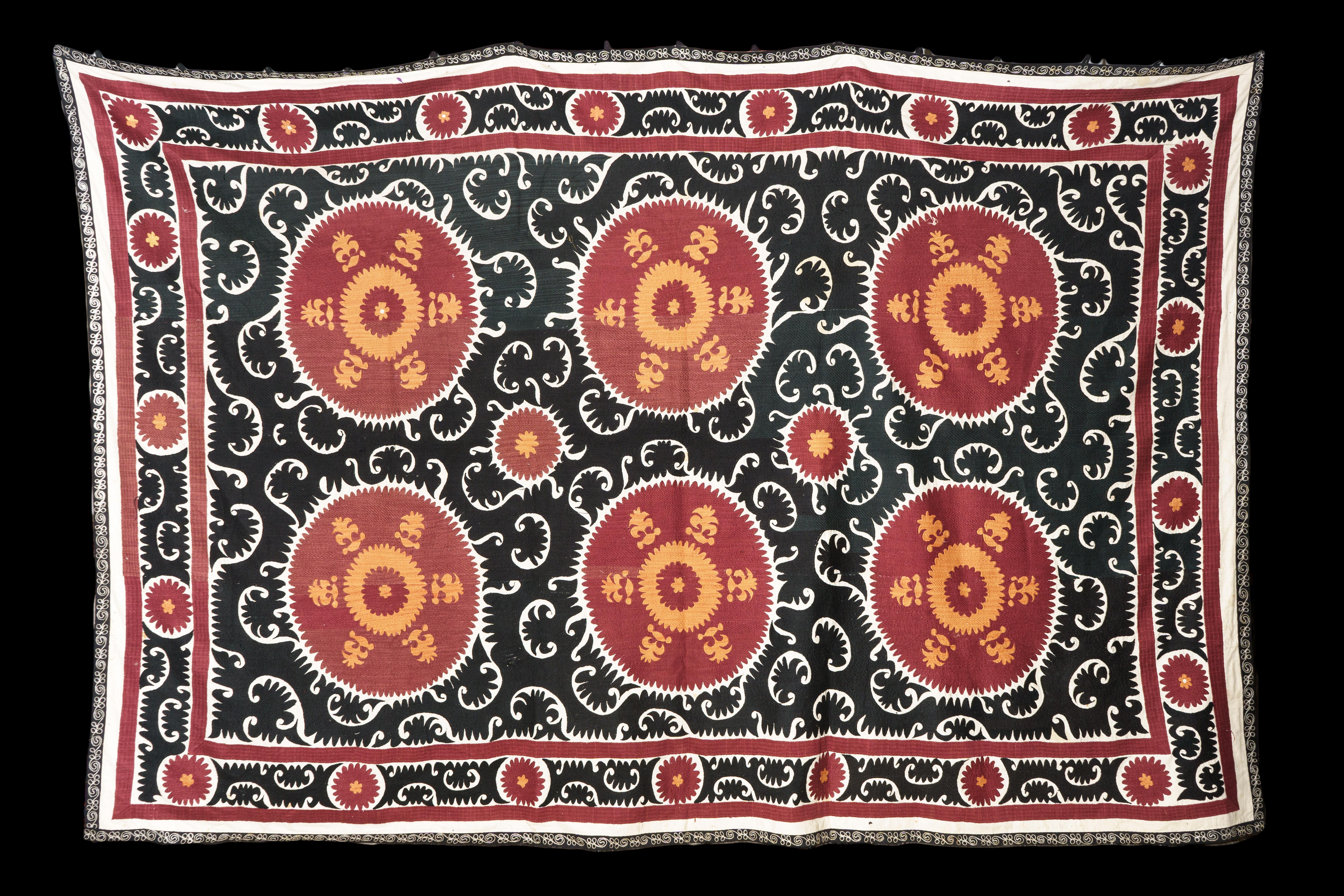 Handmade Vintage Cotton Suzani, Red and Orange

Measures: 142
