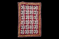 Handmade Vintage Cotton Suzani, Red, White, and Orange