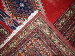 Handmade Vintage Distressed Uzbek Bukhara Rug, 1960s, 1C615