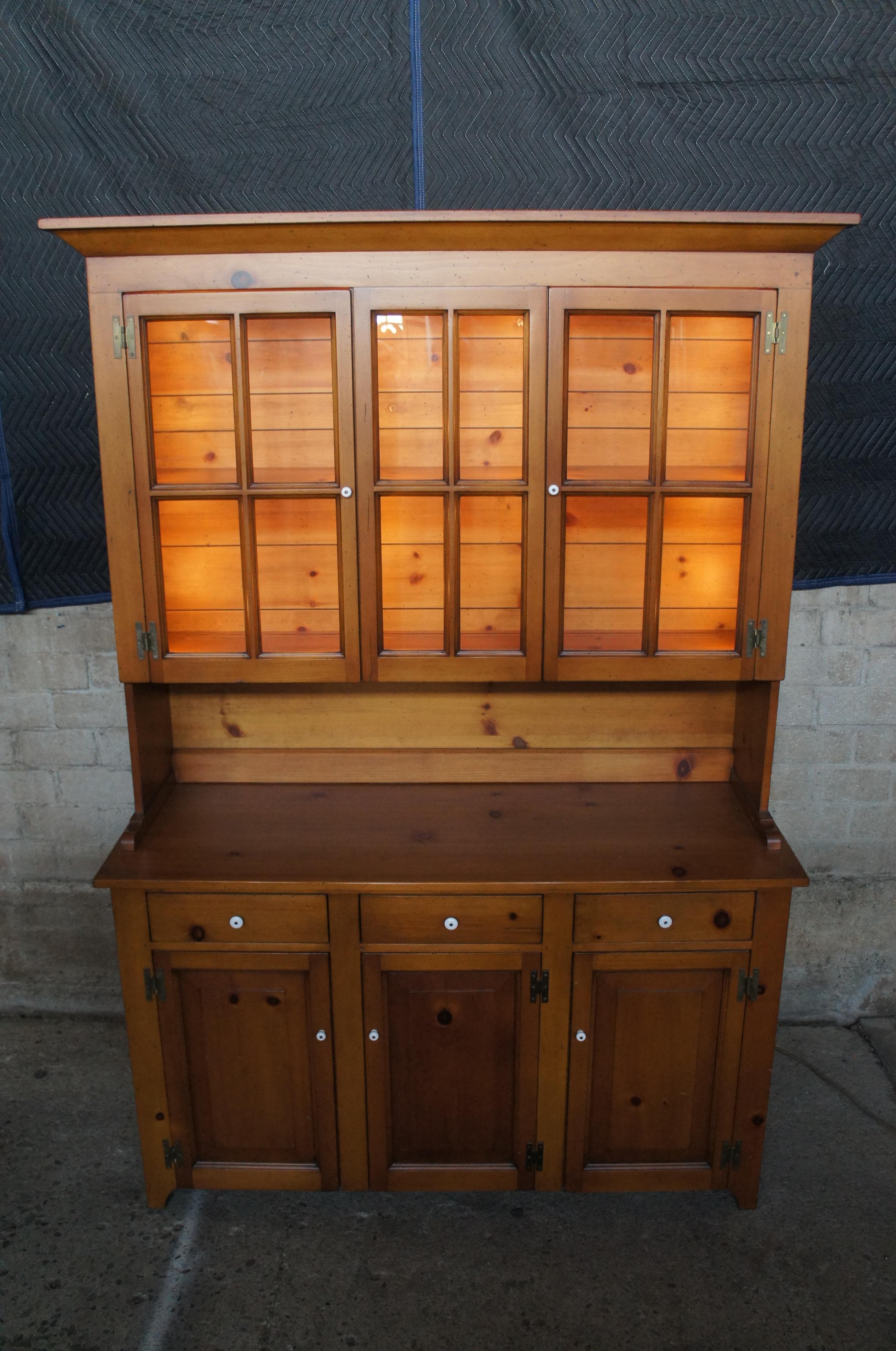 Handmade Vintage Early American Pine Stepback Cupboard Display Cabinet Hutch 3