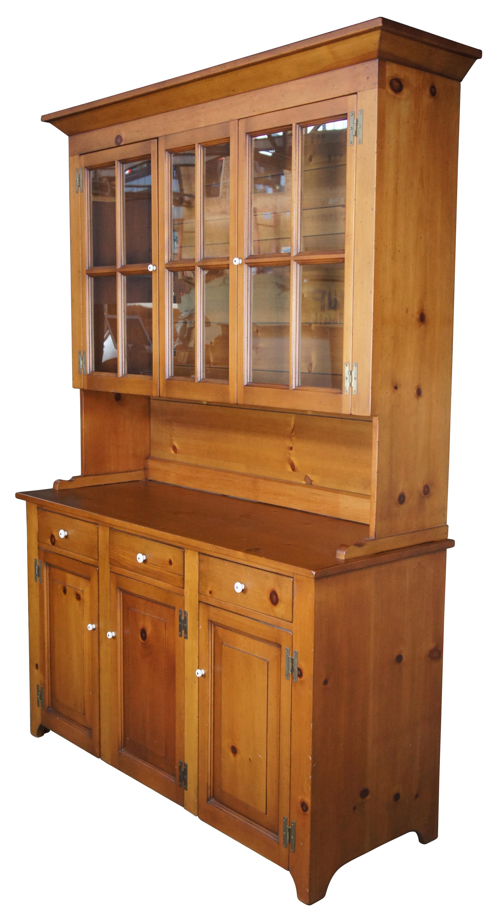 Circa 1970s Stepback cupboard in the manner of Pennsylvannia Dutch. Handmade by Jay Albers of the Early American Shop in Kettering Ohio. Jay was born in Cincinnati and moved to Dayton in the 1960s to open the Early American Shop. His primitive