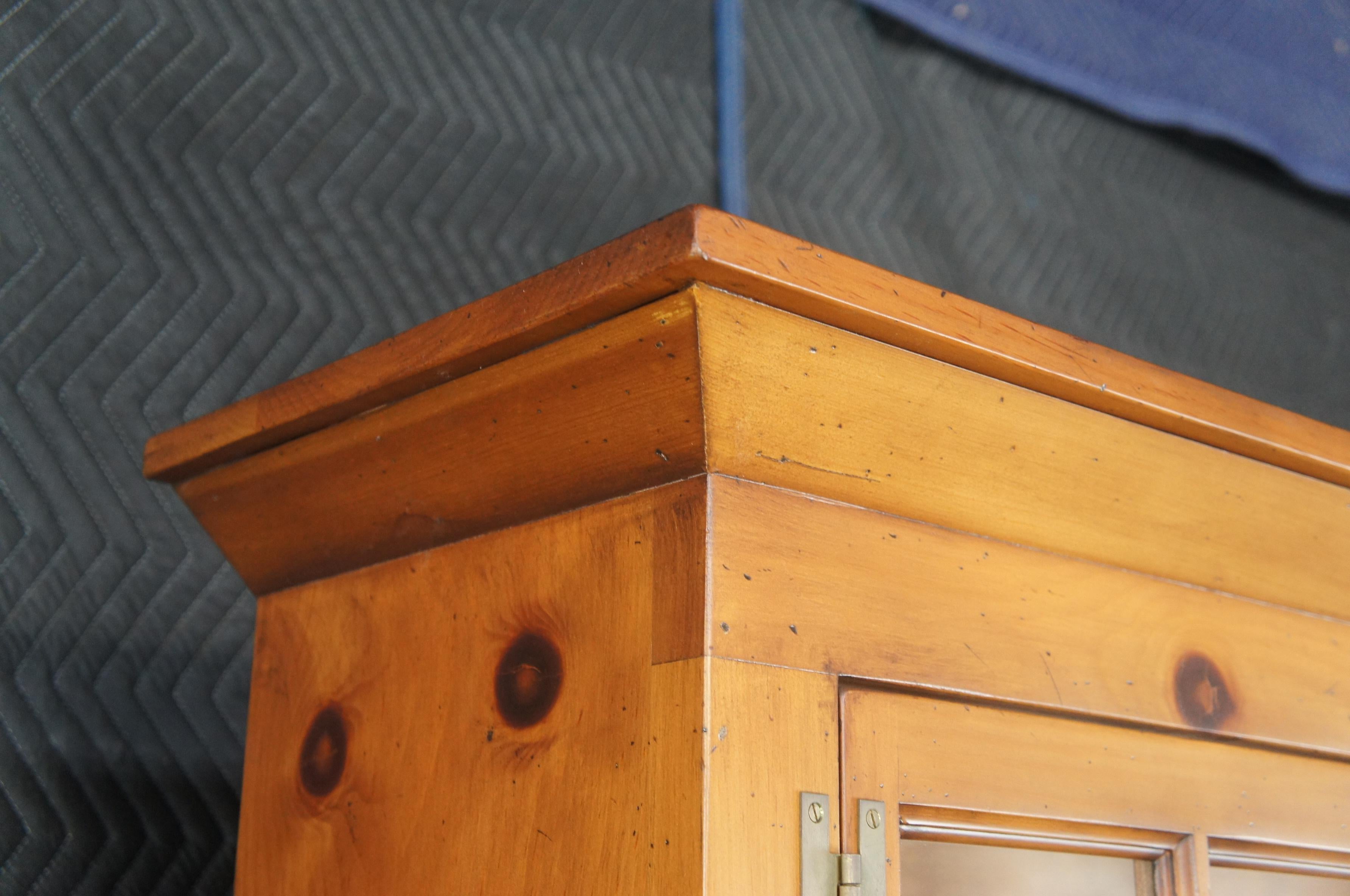 Late 20th Century Handmade Vintage Early American Pine Stepback Cupboard Display Cabinet Hutch
